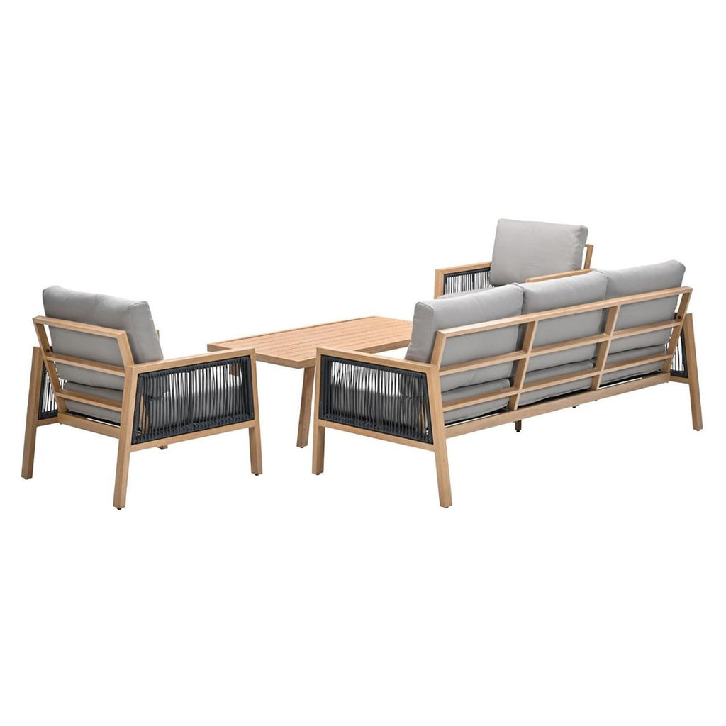 Loungesett Decala med loungebord aluminium og tau montert