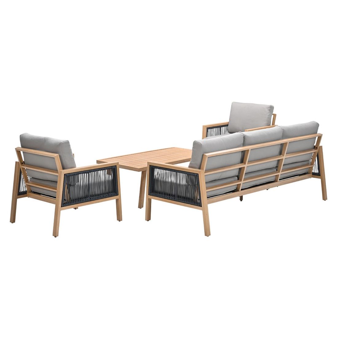 Loungesett Decala med loungebord aluminium og tau montert