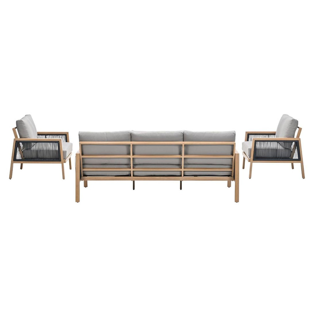Loungesett Decala med loungebord aluminium og tau nærbilde