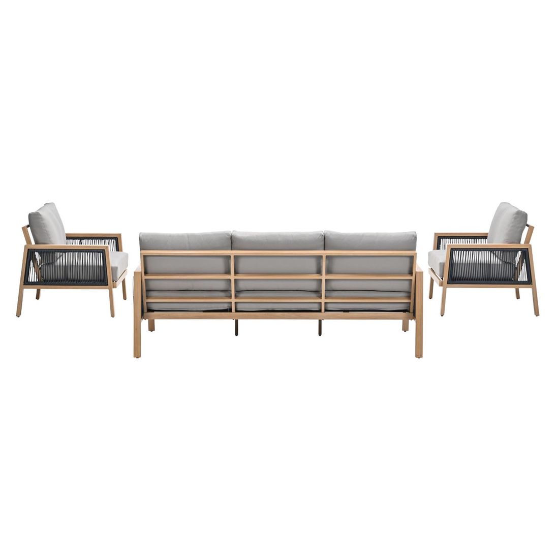 Loungesett Decala med loungebord aluminium og tau nærbilde