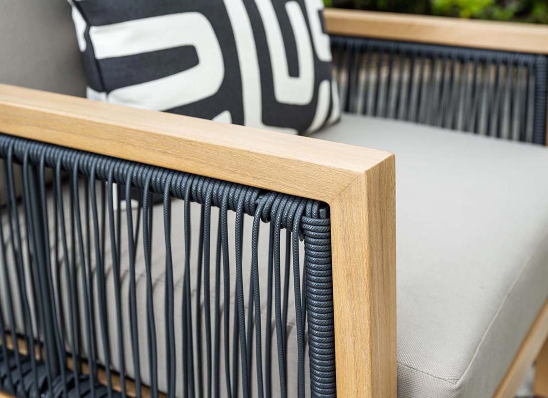 Loungesett Decala med loungebord aluminium og tau - Garden Impressions