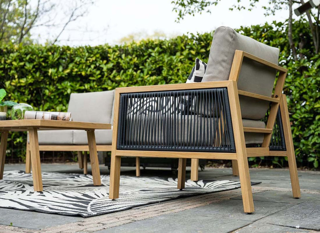 Loungesett Decala med loungebord aluminium og tau - Garden Impressions