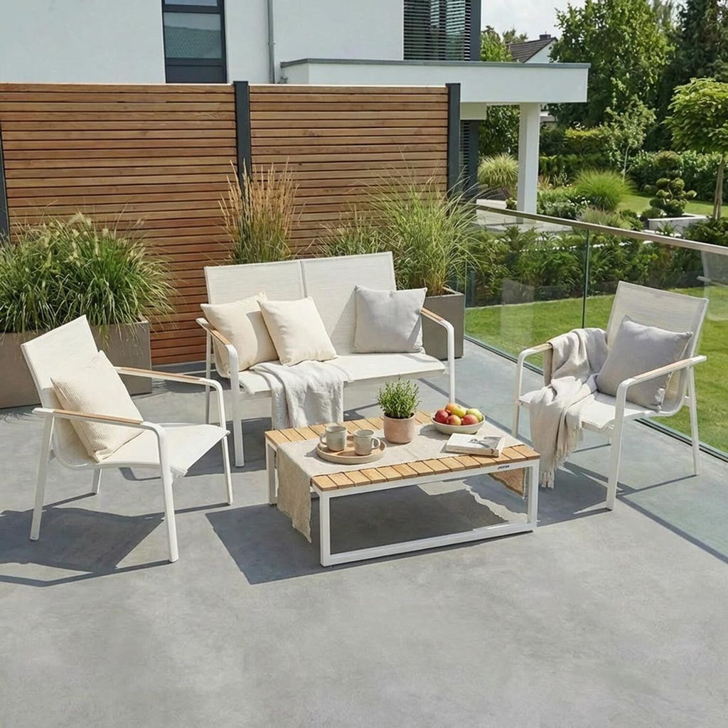Loungesett Diamond med loungebord aluminium/textilen hvit - Kettler forfra