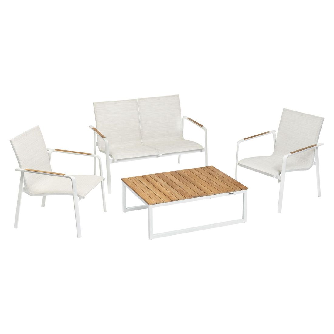 Loungesett Diamond med loungebord aluminium/textilen hvit - Kettler bakside