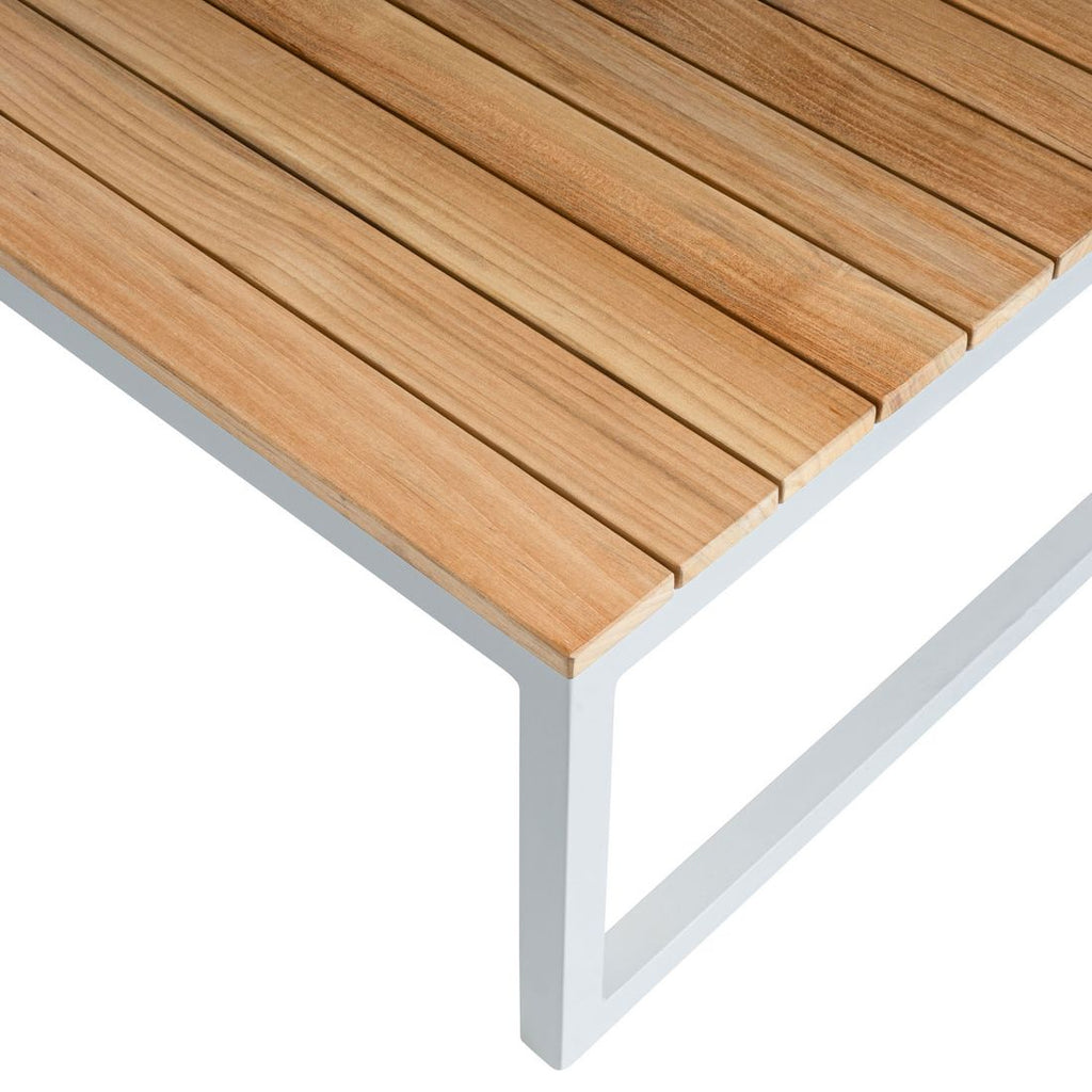 Loungesett Diamond aluminium/teak med Sunbrella-puter puter og bord