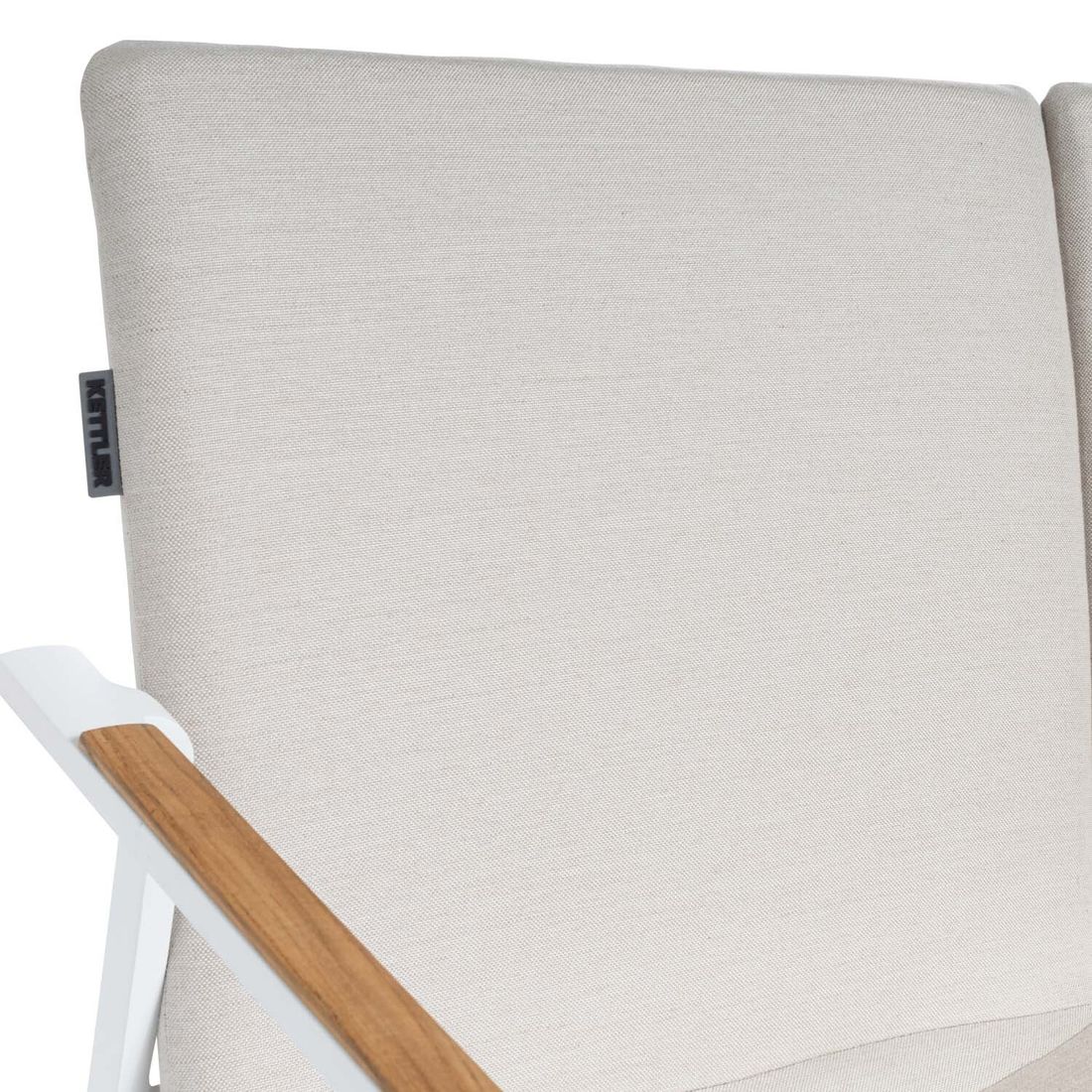 Loungesett Diamond aluminium/teak med Sunbrella-puter nærbilde av stoff