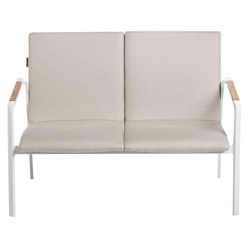Loungesett Diamond aluminium/teak med Sunbrella-puter stabelt opp