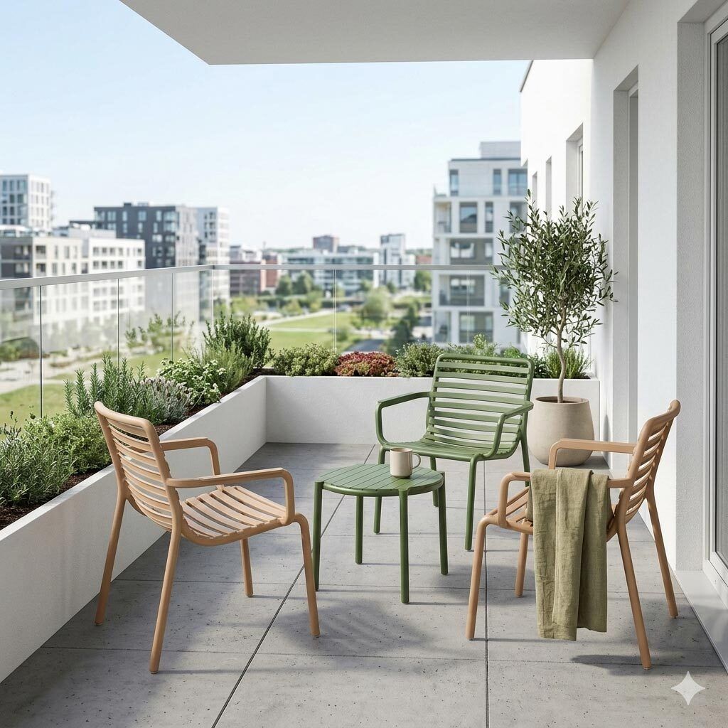 Loungesett Doga Relax med loungebord plast cappuccino detalj