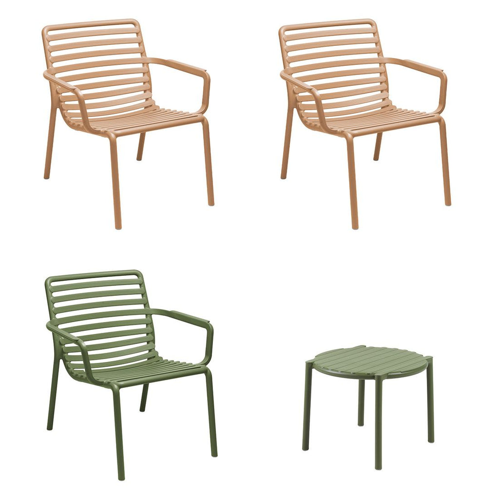 Loungesett Doga Relax med loungebord plast cappuccino montert