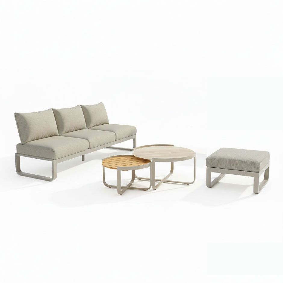 Loungesett Fly med loungebord aluminium/olefin - Zebra bakside