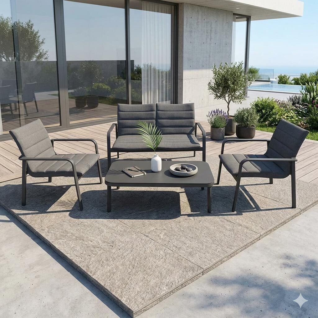 Loungesett Fontana med loungebord aluminium antrasitt foran
