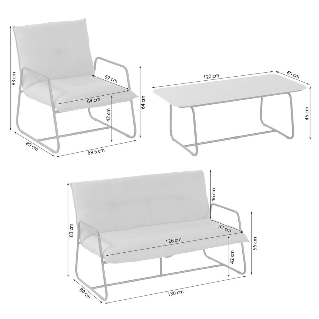 Montert Loungesett Fontein med loungebord aluminium/keramikk i hage
