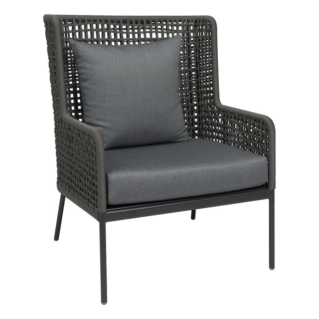 Loungesett Greta aluminium/tau med loungebord Stern montert i hage