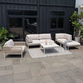 Loungesett Horizon aluminium tau olefin med loungebord forfra