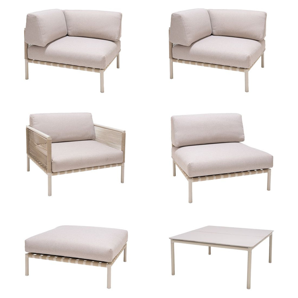 Loungesett Horizon aluminium tau olefin med loungebord bakside