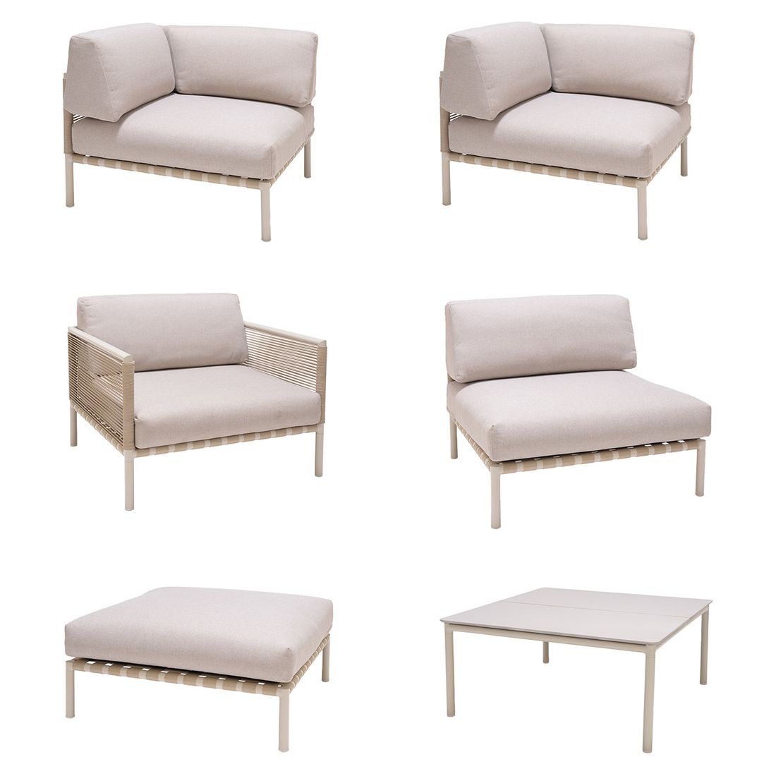 Loungesett Horizon aluminium tau olefin med loungebord bakside