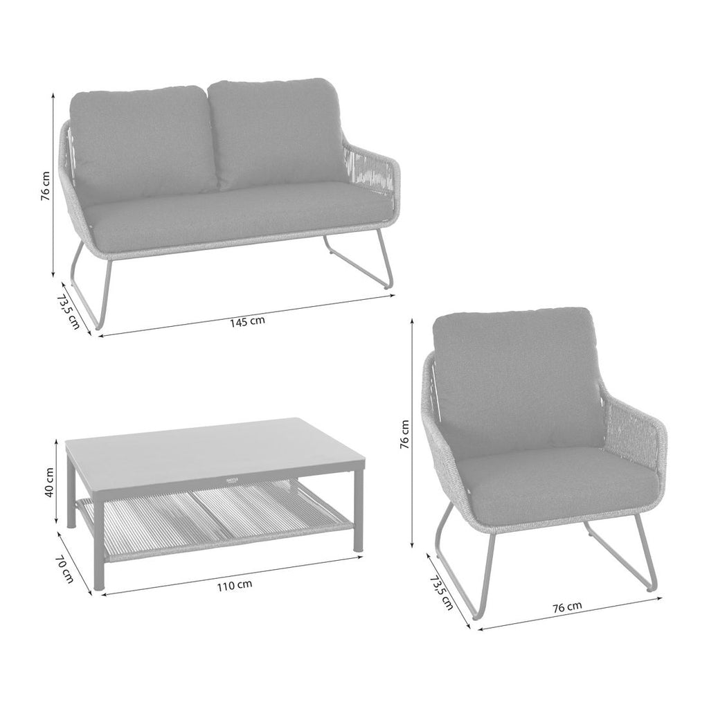 Loungesett Kansas med loungebord detalj av flettverk