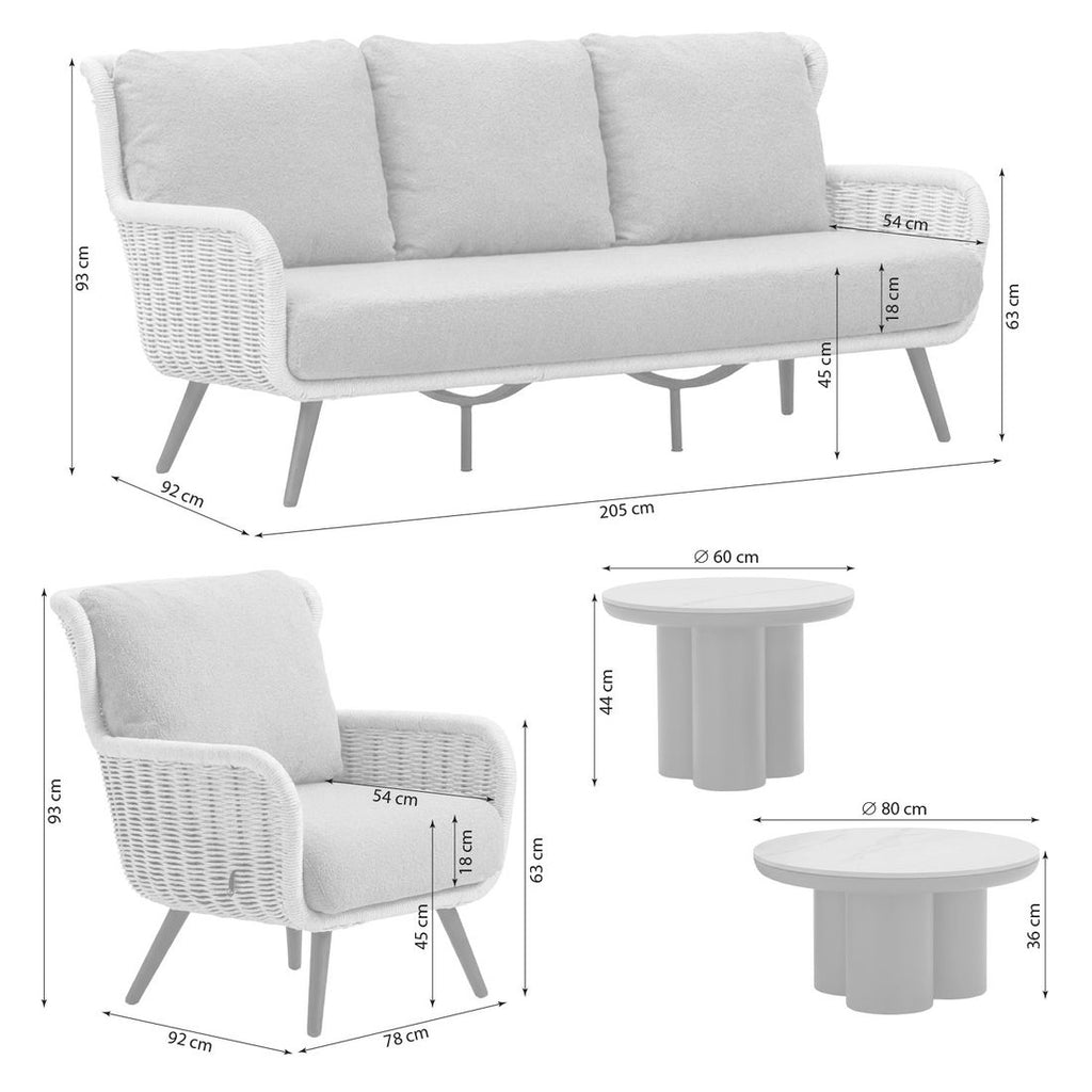 Loungesett Key Largo aluminium tau med loungebord montert terrasse