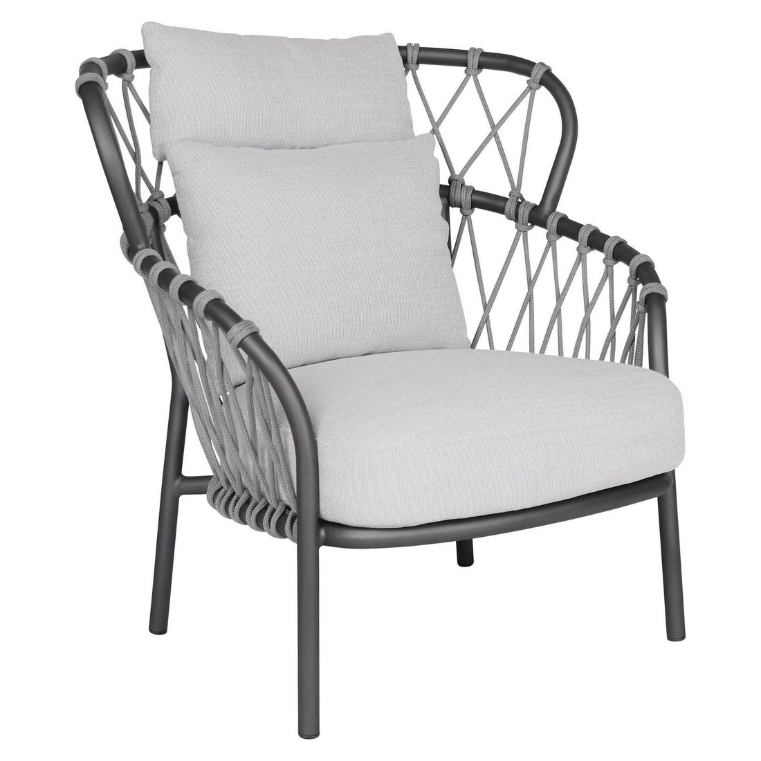 Loungesett Klea med loungebord aluminium tau teak bordplate teak natur