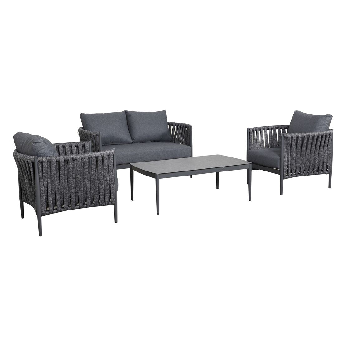 Loungesett Lena aluminium tau med keramikkbord antrasitt bakside