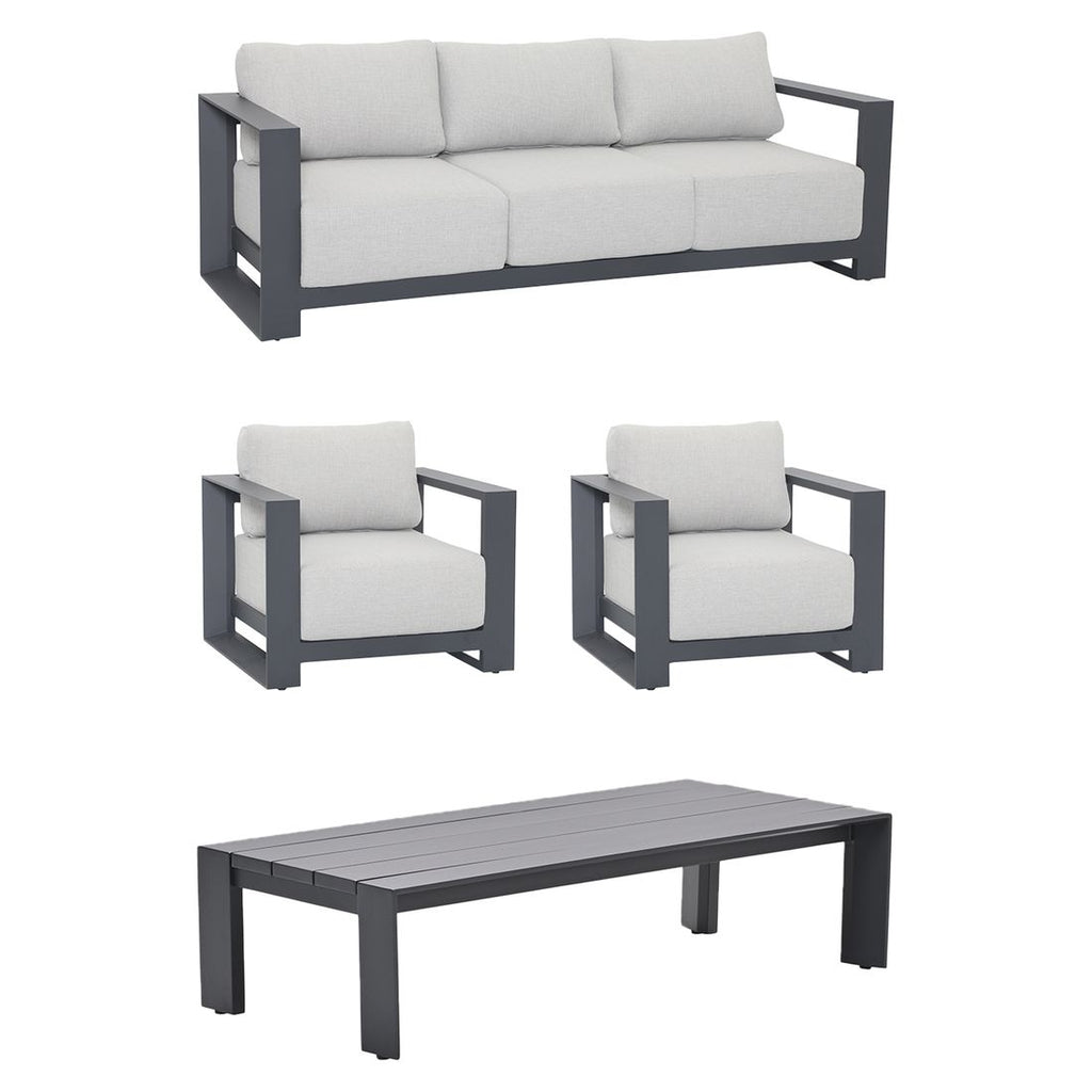 Loungesett Levanto aluminium med loungebord bakside