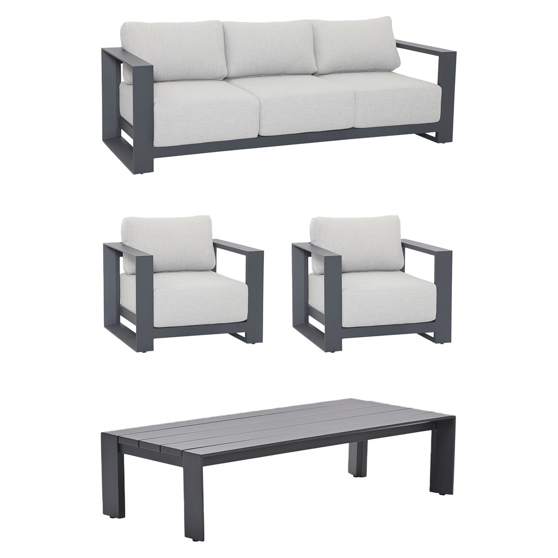 Loungesett Levanto aluminium med loungebord bakside
