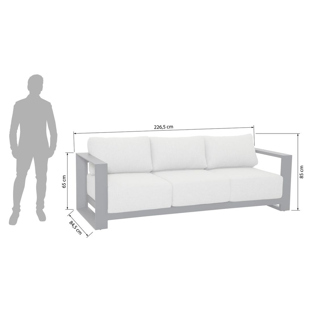 Loungesett Levanto aluminium med loungebord detalj av stoff