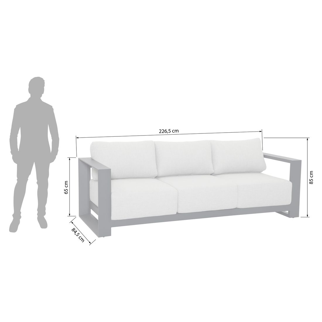 Loungesett Levanto aluminium med loungebord detalj av stoff