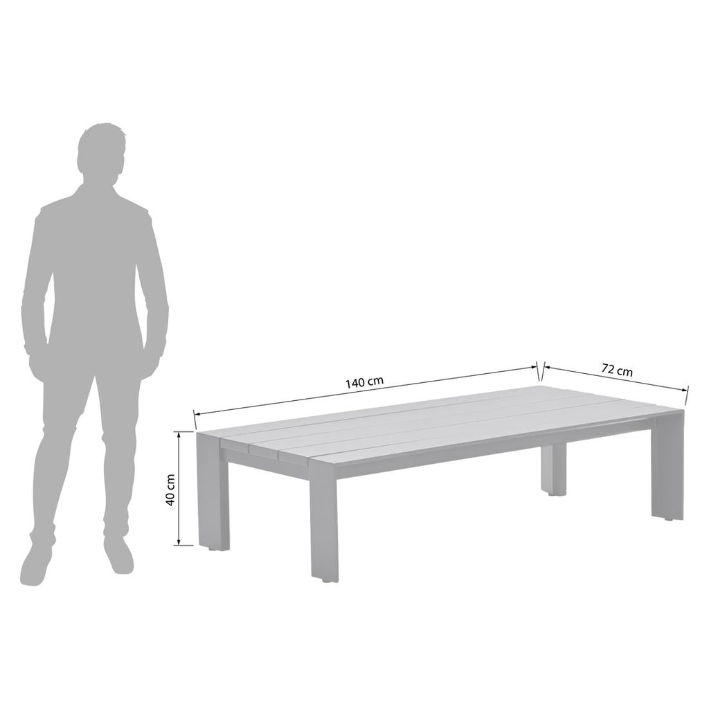 Loungesett Levanto aluminium med loungebord nærbilde av bordplate