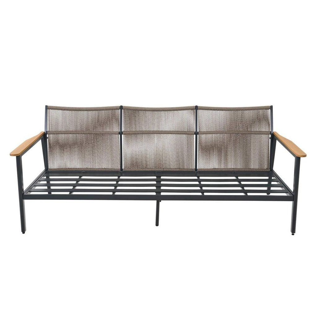 Loungesett Liguria aluminium/flettverk med loungebord i naturlig lys