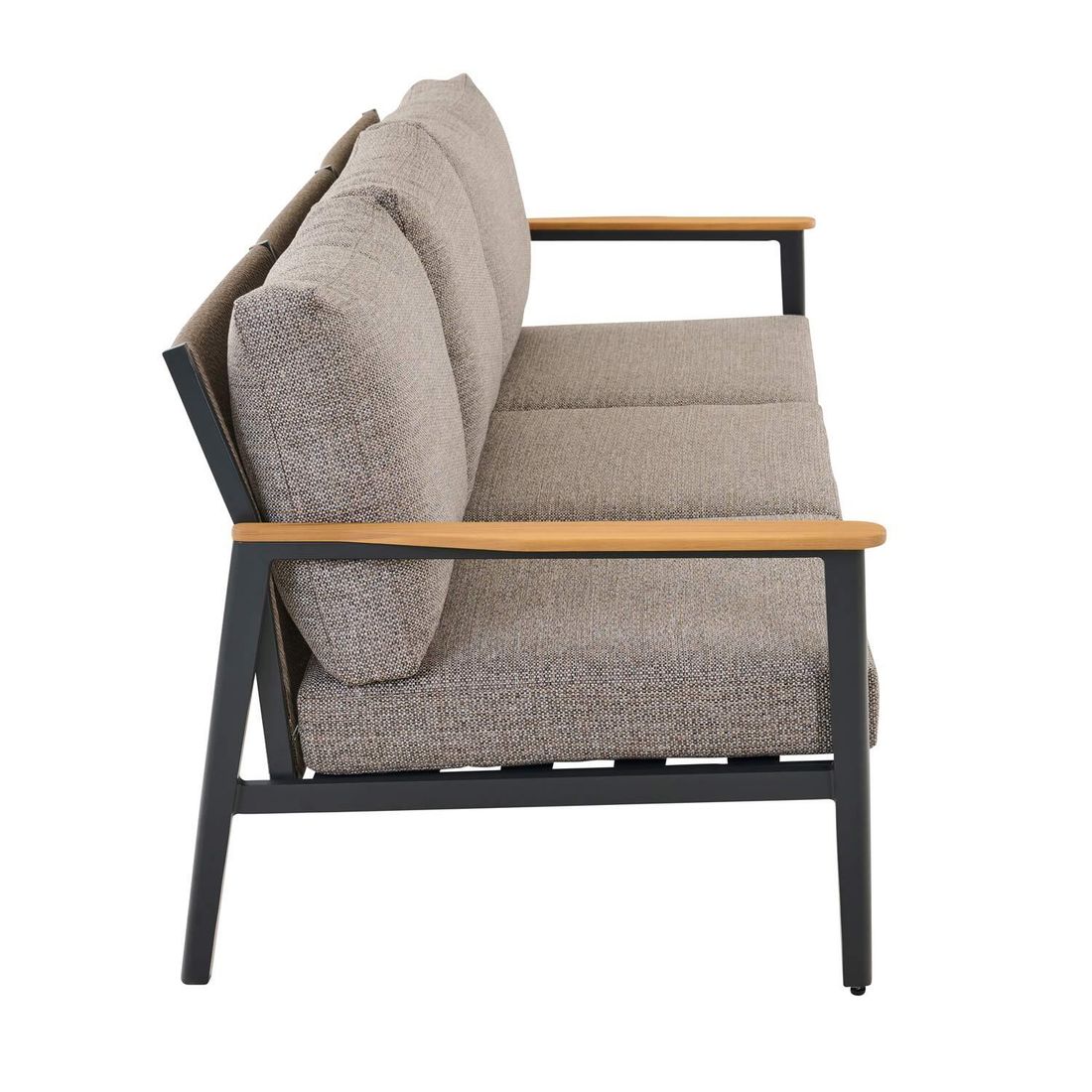 Loungesett Liguria aluminium/flettverk med loungebord med puter