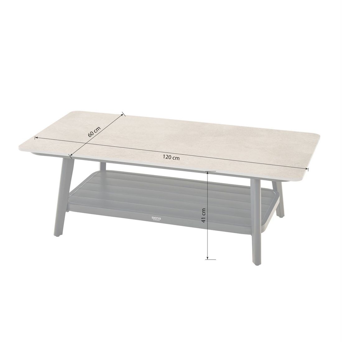 Loungesett Liguria aluminium/flettverk med keramikkbord aluminium ramme