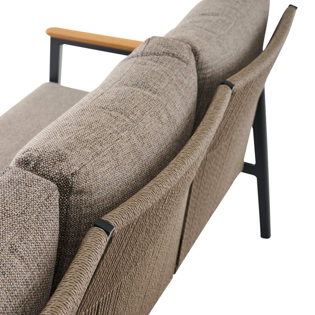 Loungesett Liguria aluminium/flettverk med keramikkbord komfortabel sittestilling