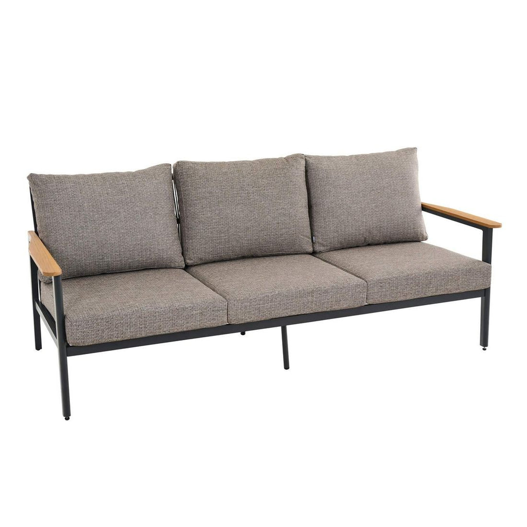 Loungesett Liguria aluminium/flettverk med keramikkbord montert ute