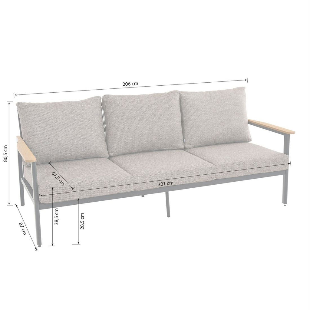 Loungesett Liguria aluminium/flettverk med keramikkbord nærbilde bordplate
