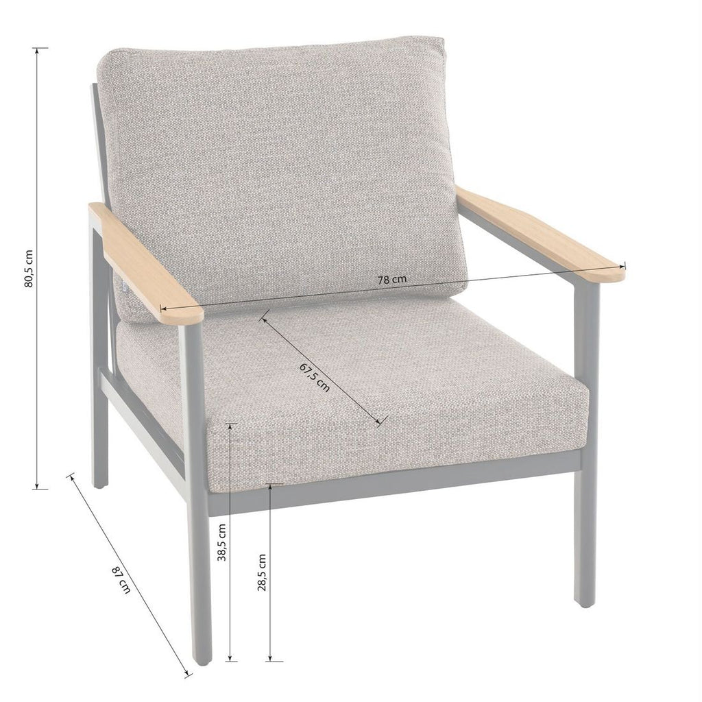 Loungesett Liguria aluminium/flettverk med keramikkbord puter