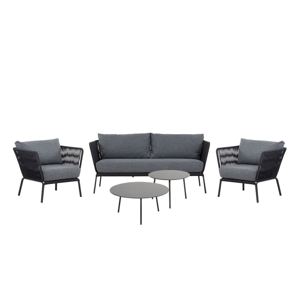 Loungesett Lion stål og tau med loungebord detalj av stol