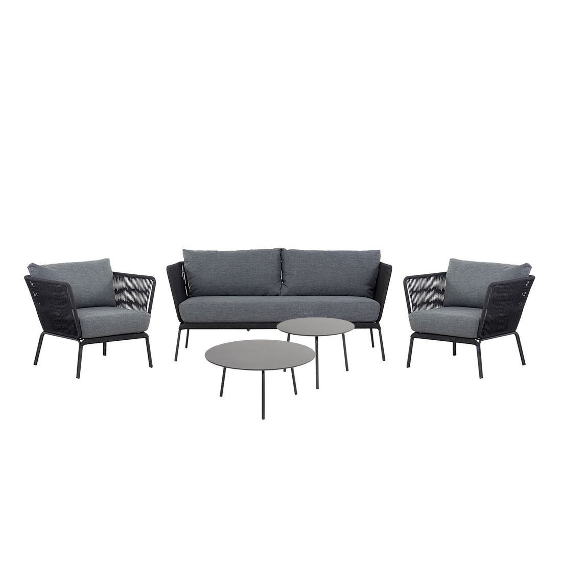 Loungesett Lion stål og tau med loungebord detalj av stol