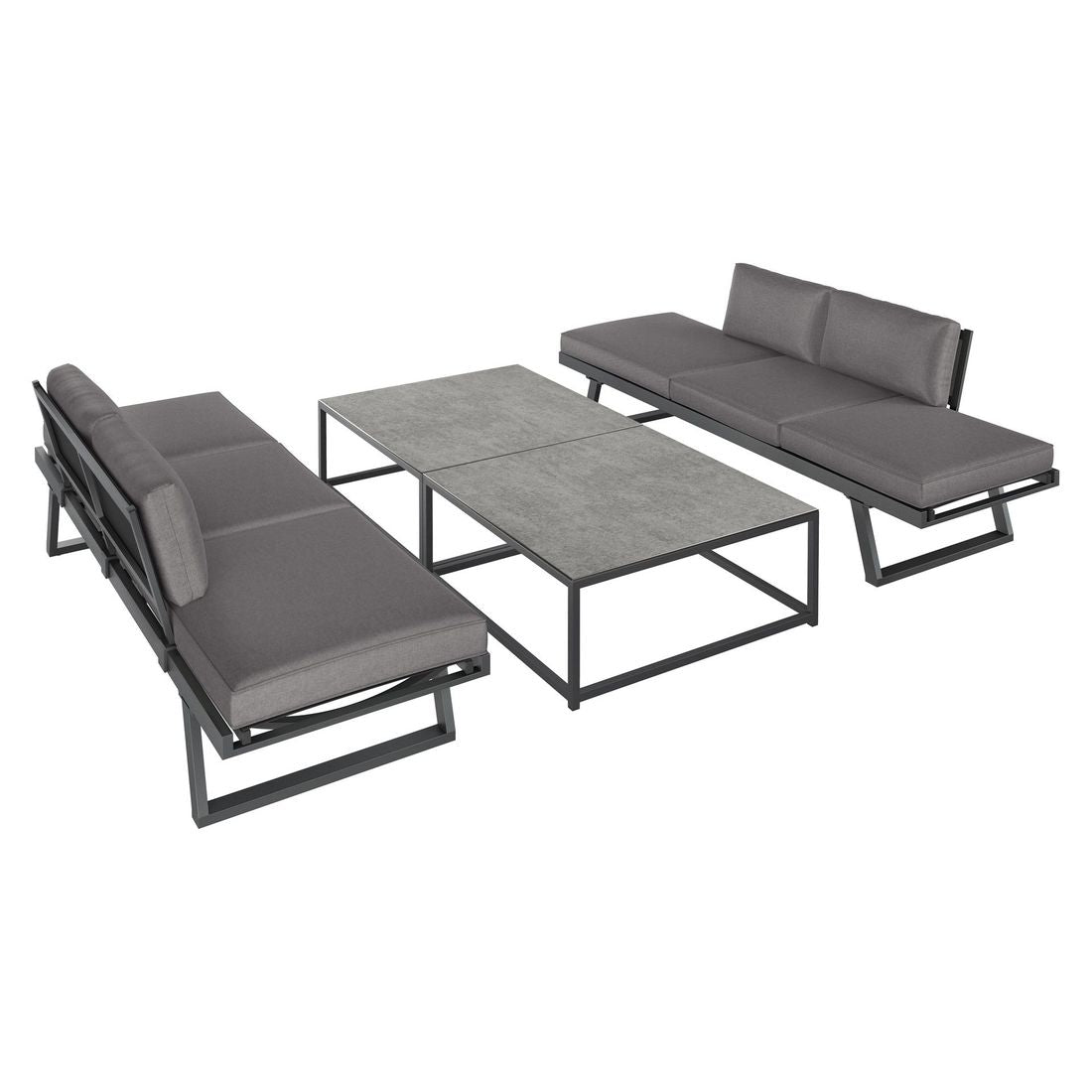 Loungesett Lucca med loungebord bakside
