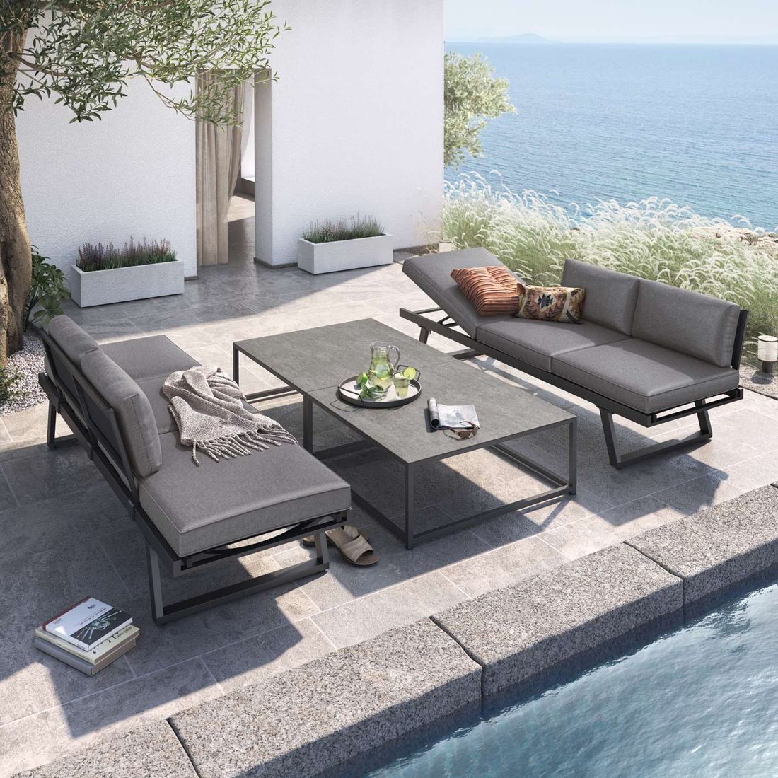 Loungesett Lucca med loungebord front