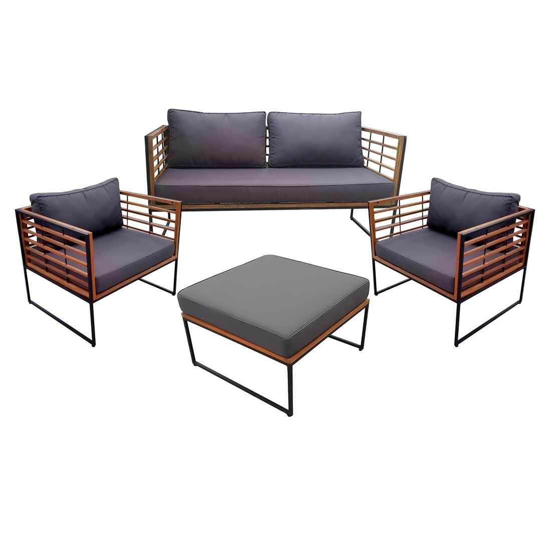Loungesett Maui stål og polyester svart - OUTLIV bakside
