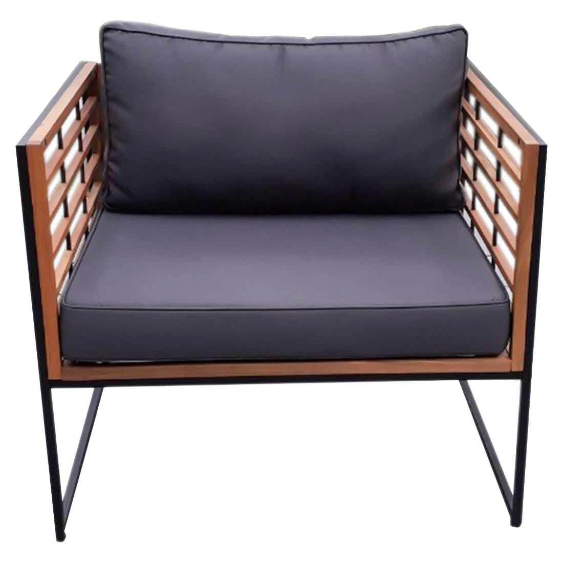 Nærbilde av ramme på Loungesett Maui stål og polyester svart - OUTLIV