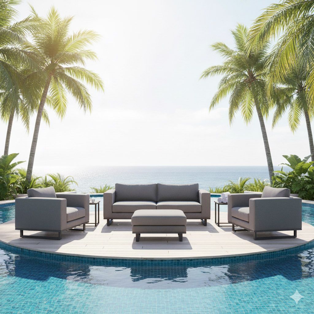 Loungesett Miami aluminium Sunbrella 200x90 cm forfra