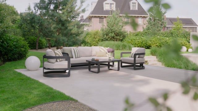 Loungesett Milano aluminium/olefin med loungebord - Hartman forfra