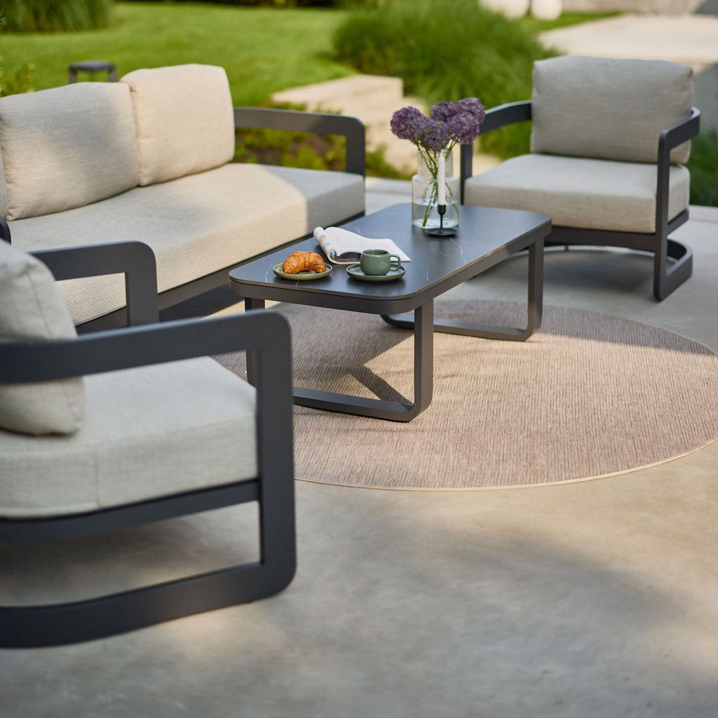 Loungesett Milano aluminium/olefin med loungebord - Hartman