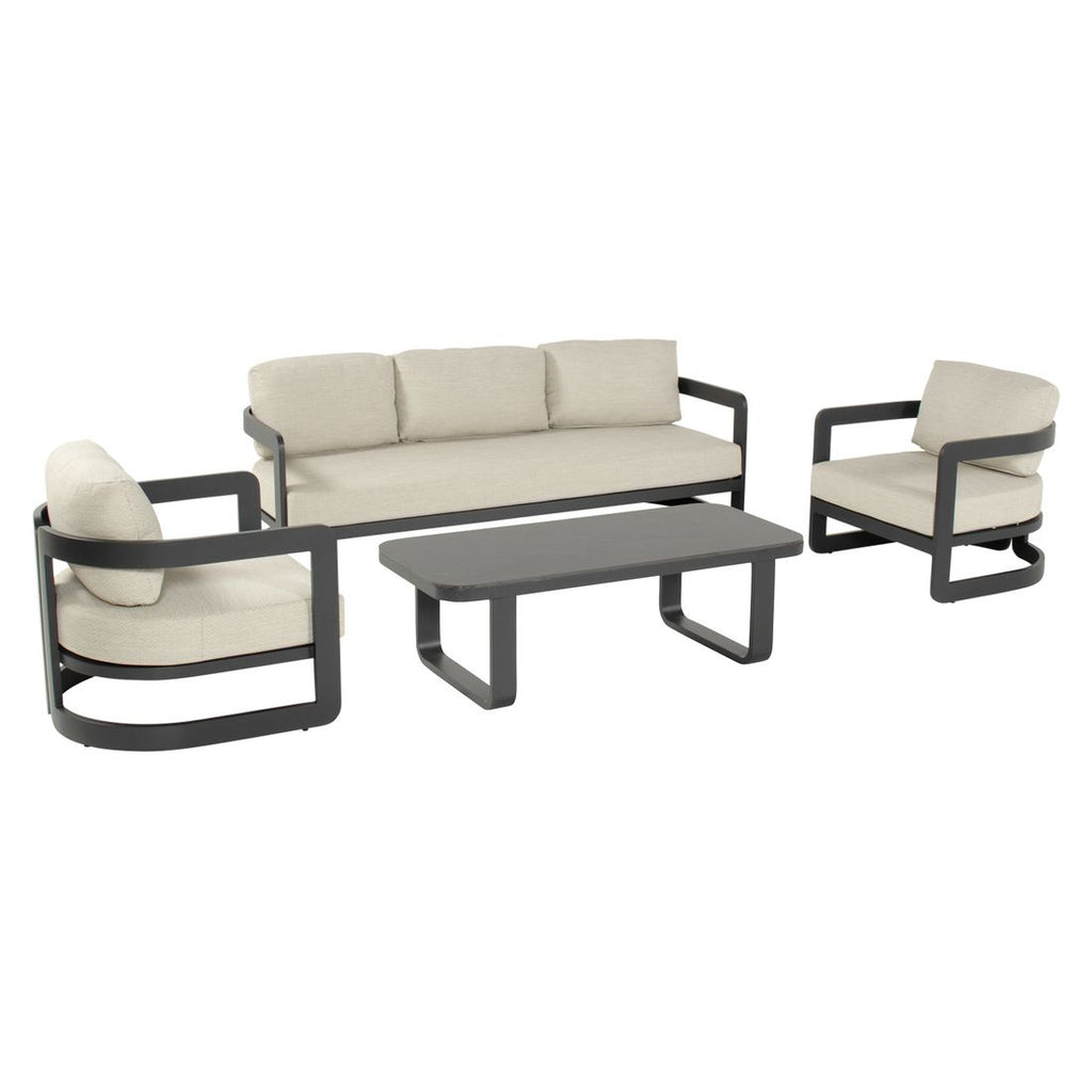 Loungesett Milano aluminium/olefin med loungebord - Hartman detalj av stoff