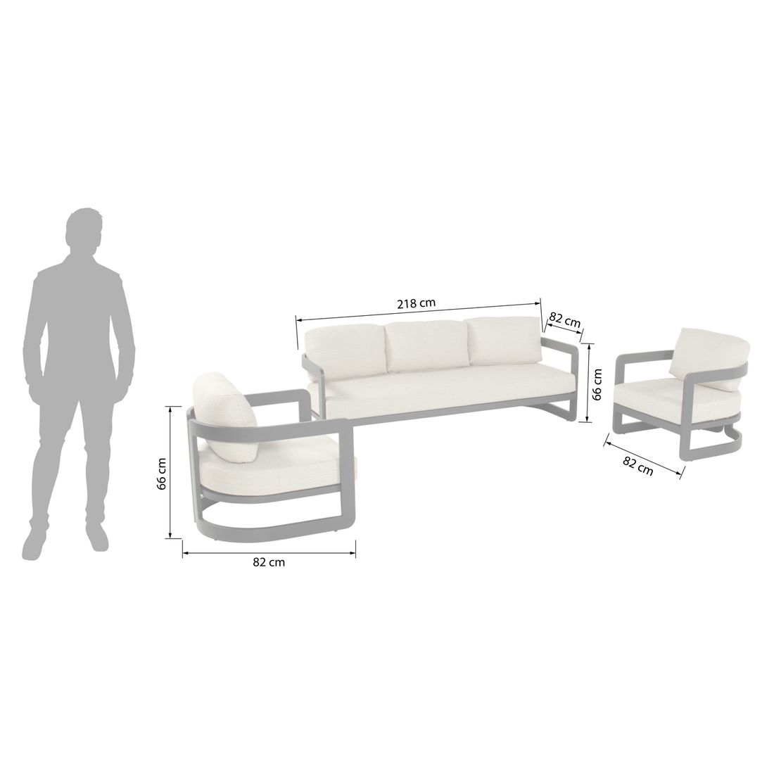 Loungesett Milano aluminium/olefin med loungebord - Hartman montert på terrasse