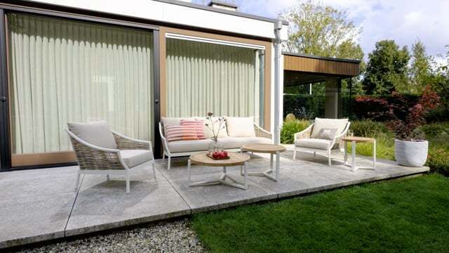 Loungesett Milou aluminium/polyrotting med loungebord Apple Bee forfra