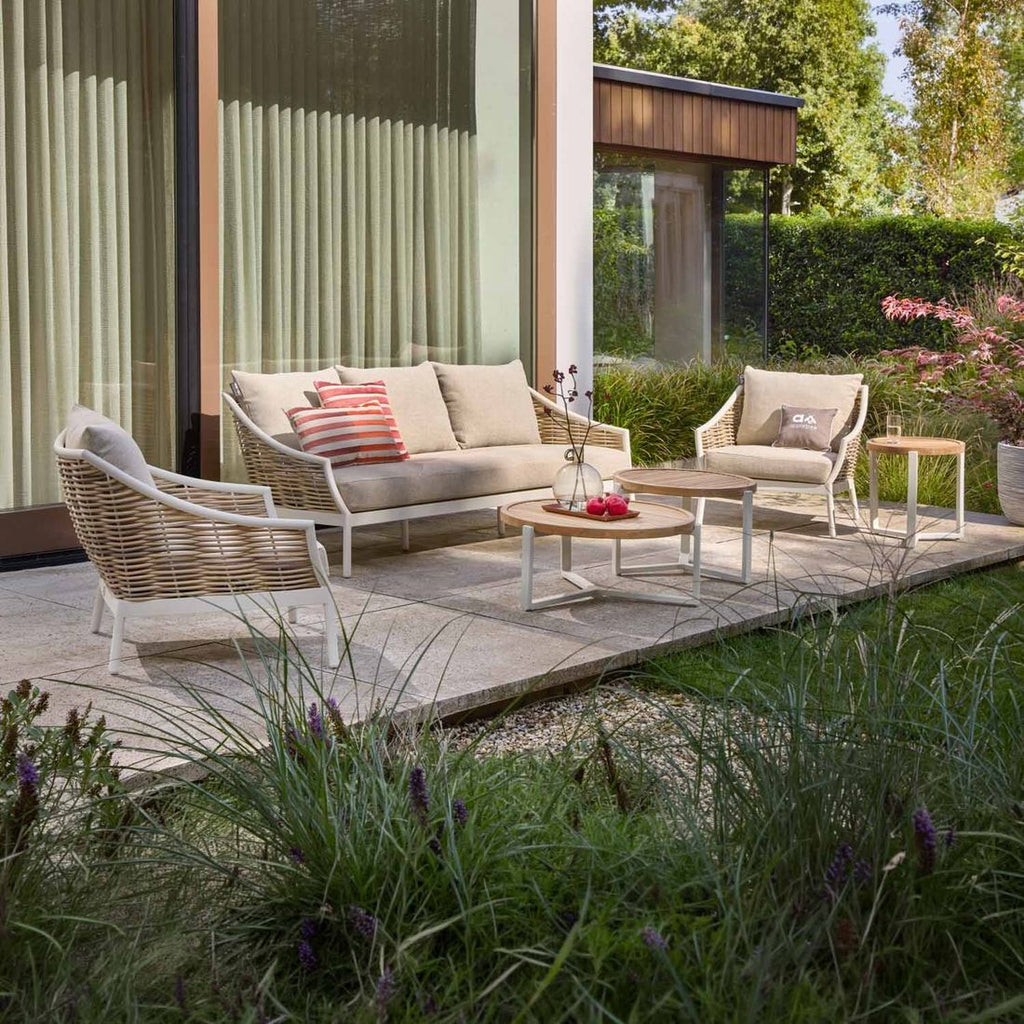 Loungesett Milou aluminium/polyrotting med loungebord Apple Bee detalj av polstring
