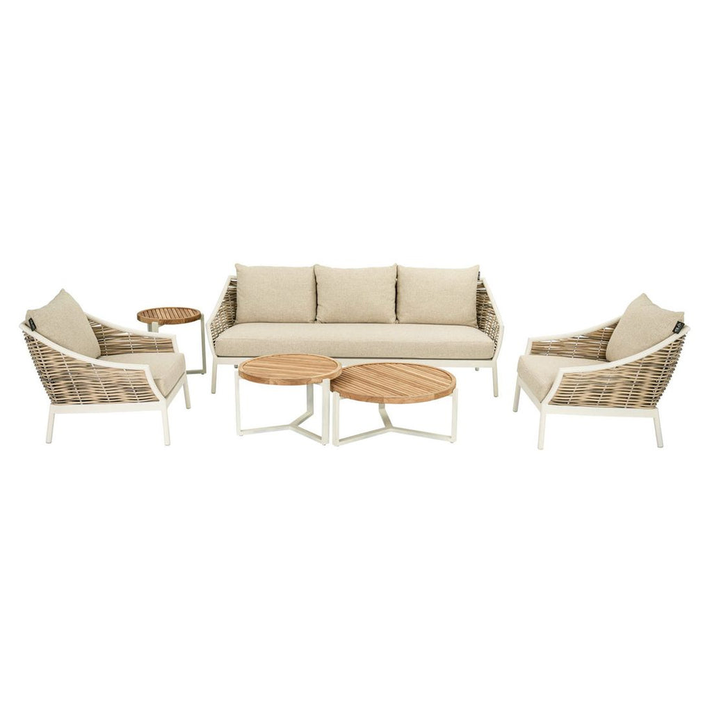 Loungesett Milou aluminium/polyrotting med loungebord Apple Bee montert på terrasse